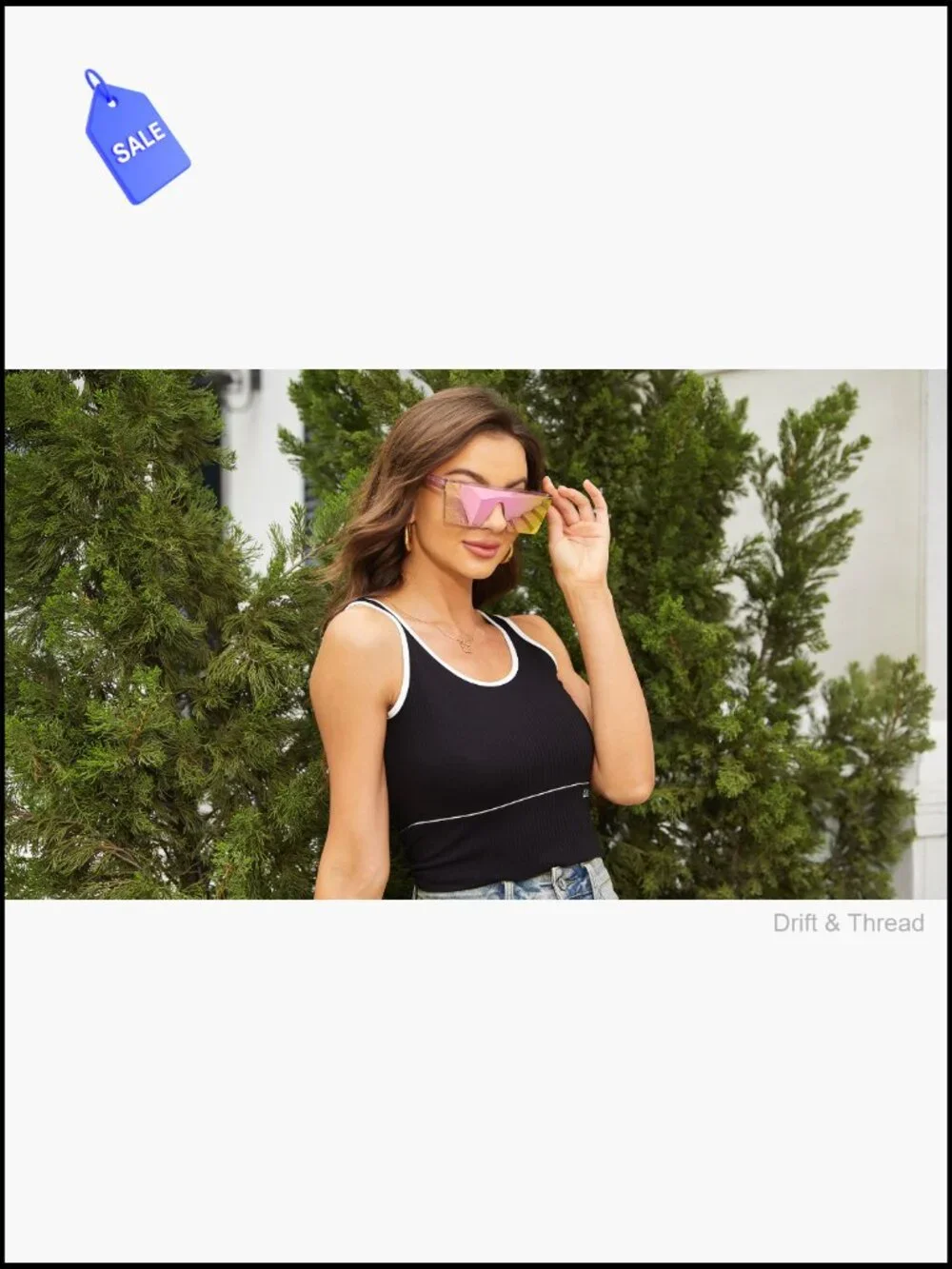Oversized Square Flat Top Sunglasses UV Protection Rimless Shield Shades for